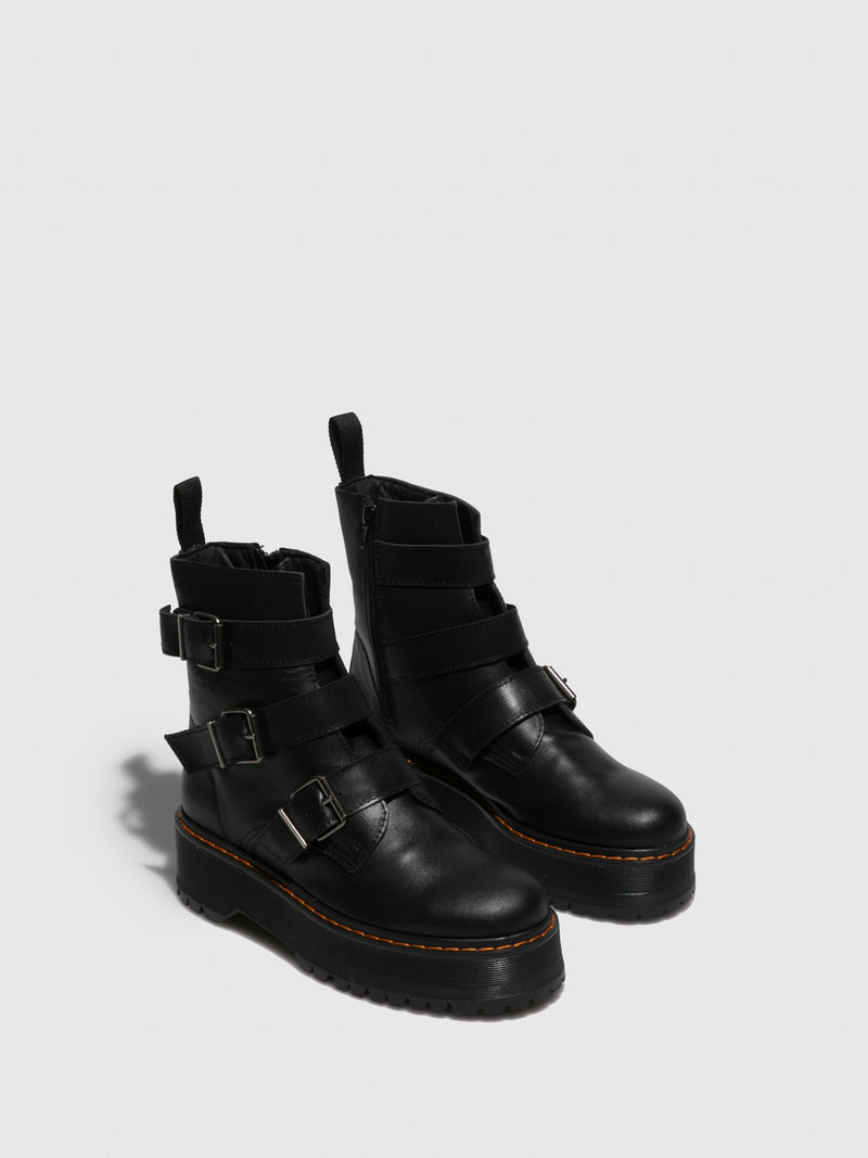 Sotoalto Black Buckle Ankle Boots