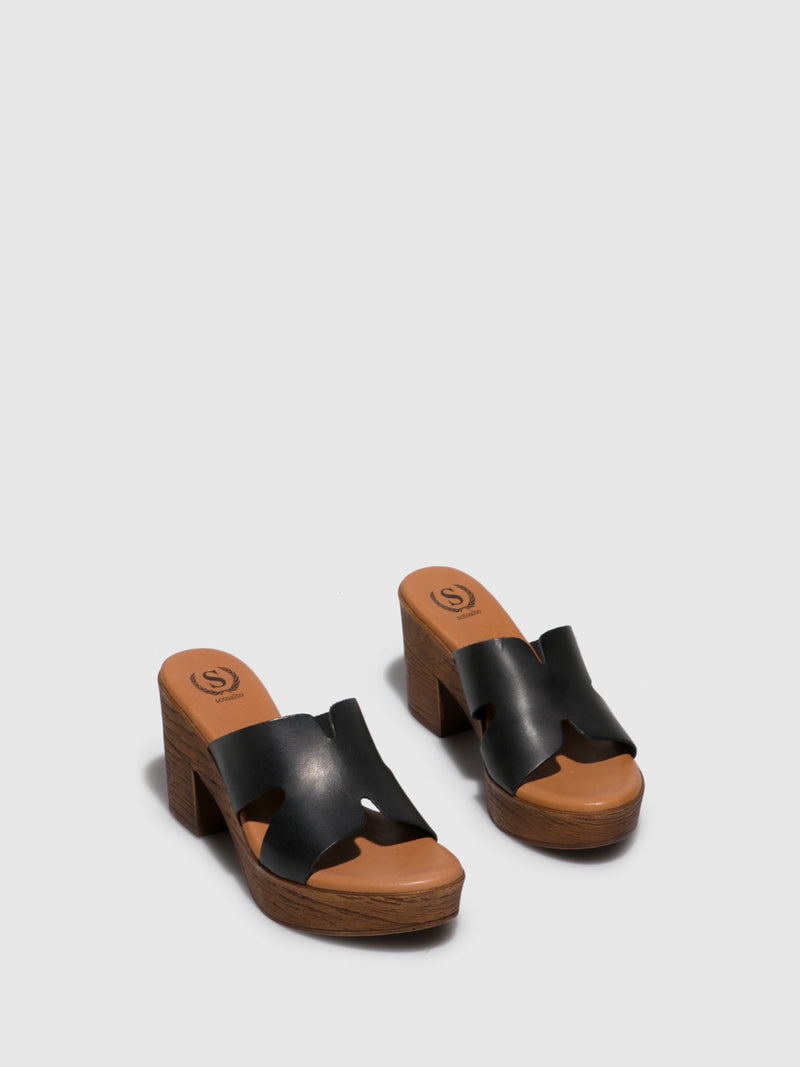 Sotoalto Black Round Toe Sandals