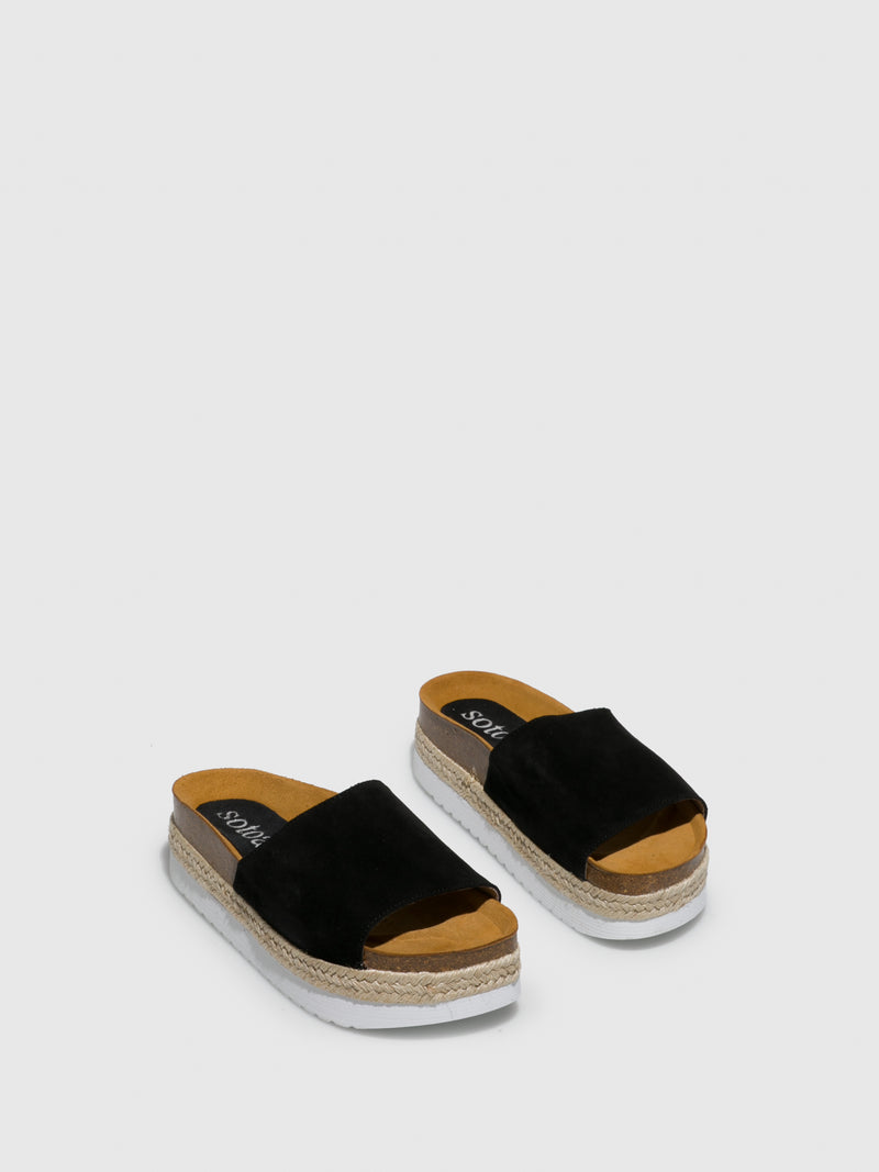 Sotoalto Black Round Toe Sandals