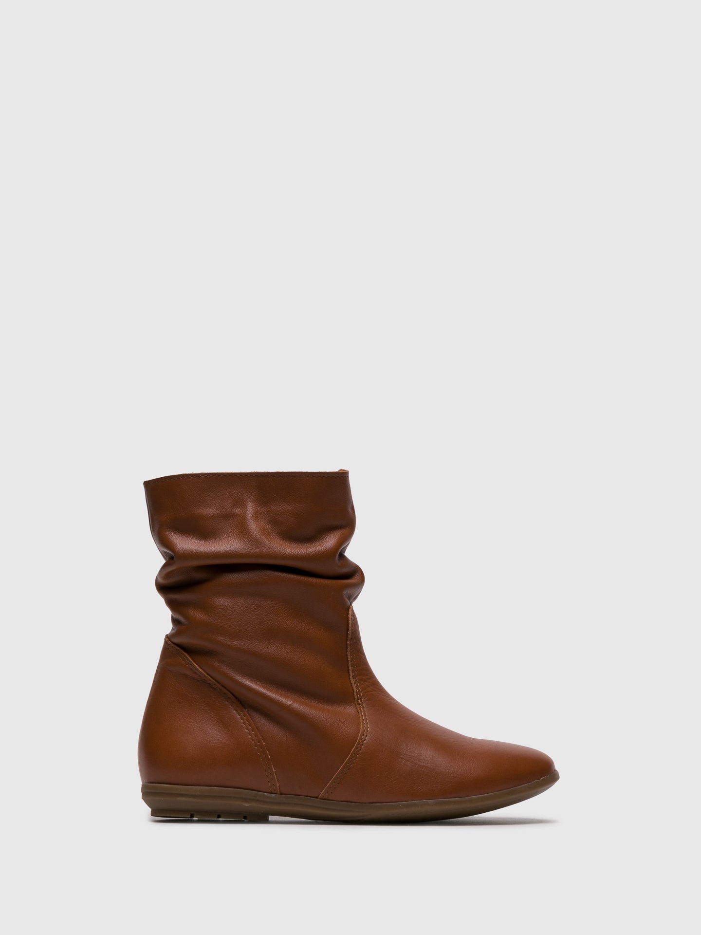 Sotoalto Brown Leather Round Toe Ankle Boots