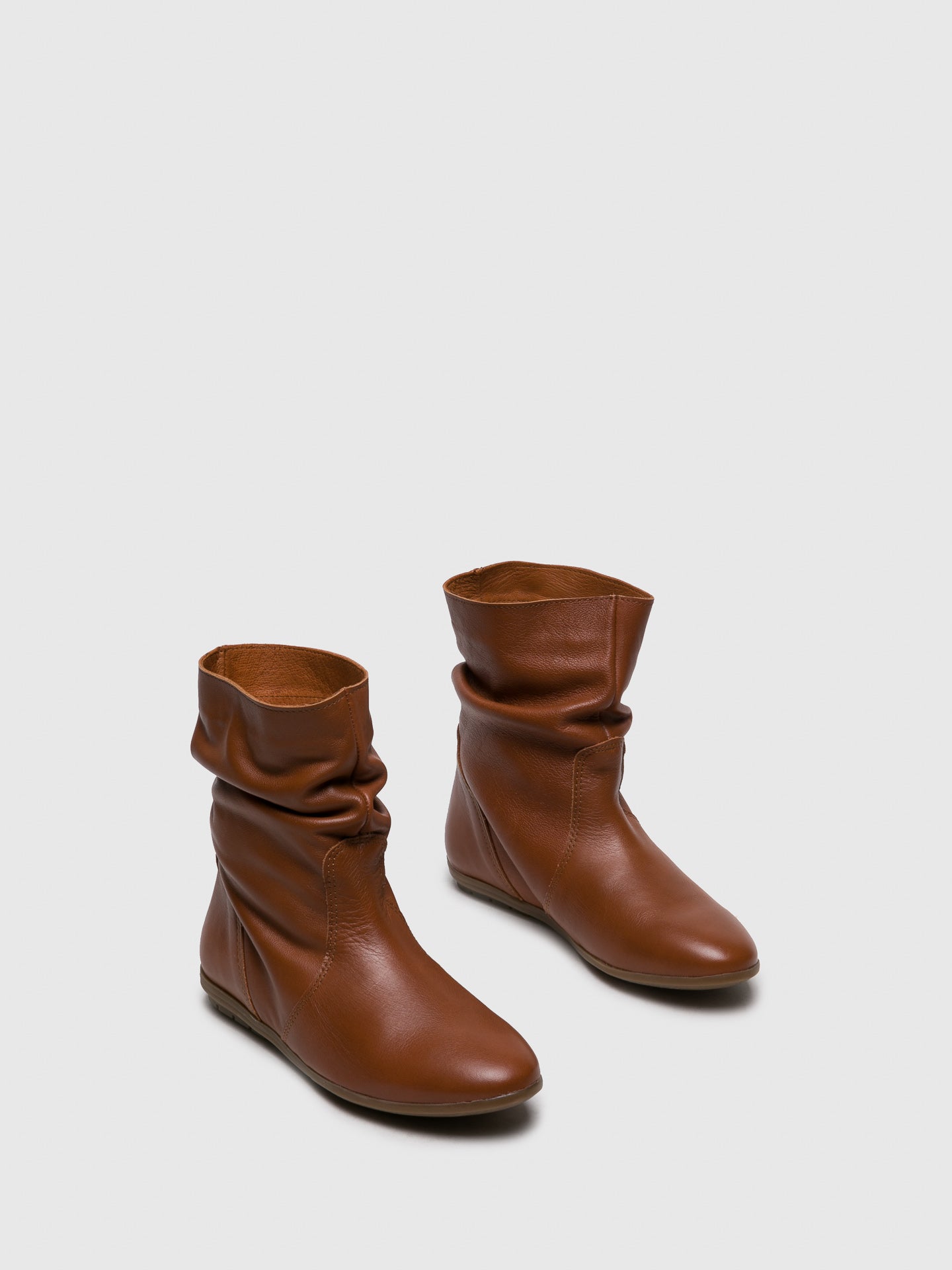 Sotoalto Brown Leather Round Toe Ankle Boots