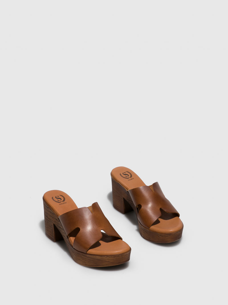 Sotoalto Brown Leather Round Toe Sandals