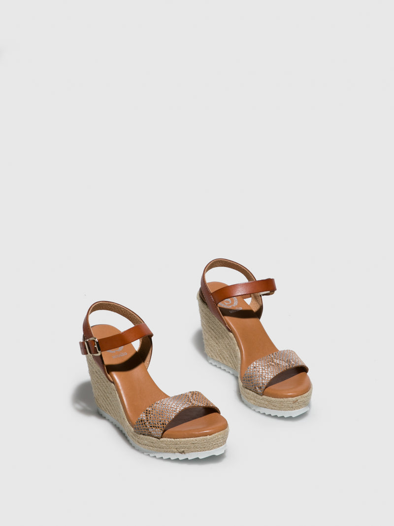 Sotoalto Brown Leather Wedge Sandals