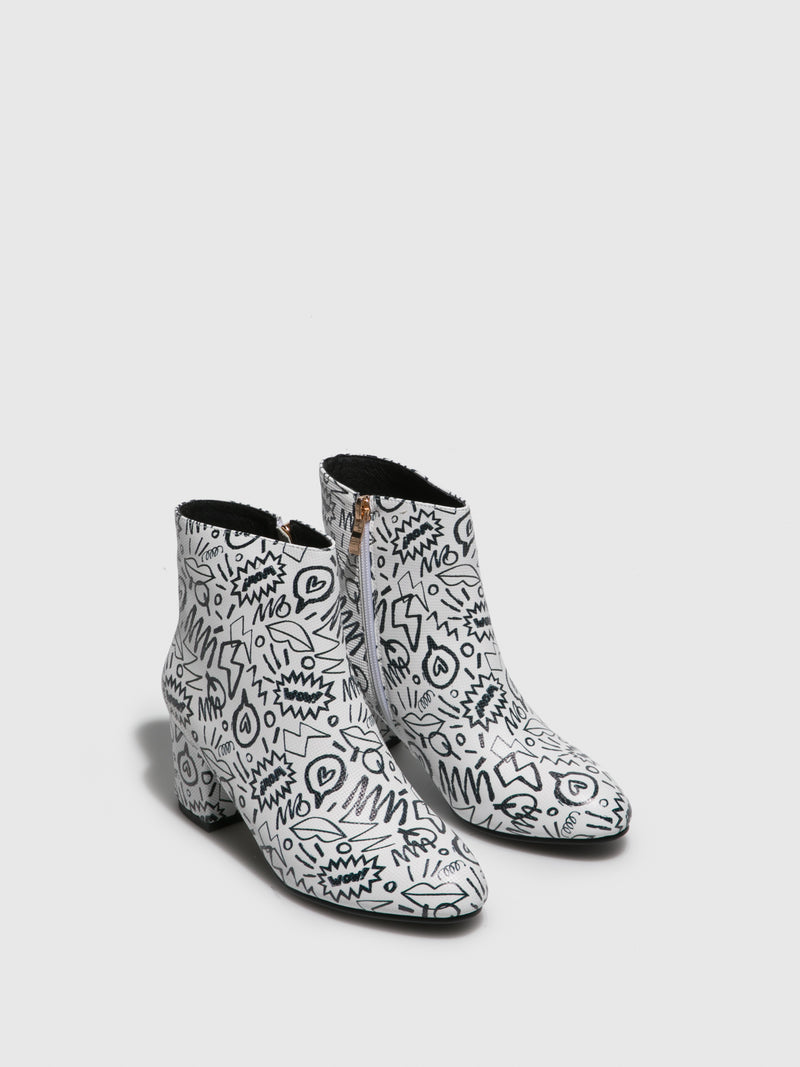 Yull White Round Toe Ankle Boots